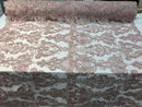 Floral - Pink - Embroided Lace Fabric Damask Pattern - Beautiful Fabrics Sold by The Yard