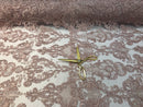 Floral - Pink - Embroided Lace Fabric Damask Pattern - Beautiful Fabrics Sold by The Yard