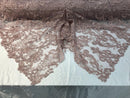 Floral - Dusty Rose - Embroided Lace Fabric Damask Pattern - Beautiful Fabrics Sold by The Yard