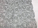 Guipure Lace Fabric - Grey - Embroidered Floral Bridal Lace Guipure Wedding Dress By The Yard