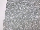 Guipure Lace Fabric - Grey - Embroidered Floral Bridal Lace Guipure Wedding Dress By The Yard