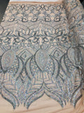 4 Way Stretch Hologram Royalty Design Sequin On Mesh for Fancy Dress/Prom/Gown (7 Different Colors)