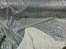Mini Glitz Sequins - Hologram Silver - Stretch Shiny Sequins Mesh Fabric Sold By The Yard