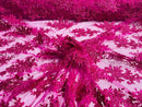Fancy Lace Design - Fucshia - Flower Embroidery Design Mesh Fabric By The Yard