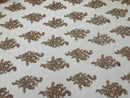Flower Lace Fabric - Gold Rose with Metallic Thread - Floral Clusters Embroidered Mesh Lace Fabric