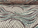 Two Tone Design - Dusty Rose / Silver - Wavy Lines Geometric Sequins Design 4 Way Stretch Sold By Yard