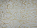 Geometric Fabric - White - Geometric Sequins Pattern Design 4 Way Stretch Sold By Yard