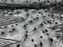 Geometric Sequins Fabric - Charcoal - Triangle Firework Pattern 4 Way Stretch Sold By Yard
