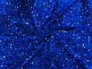 Velvet Stretch Sequins - Royal Blue Sequins on Royal Blue 2 Way Stretch Velvet Fabric 58/60”