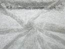 Lace Flower Cluster Fabric - White - Embroidered Flower With Sequins on a Mesh Lace Fabric By Yard