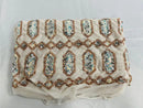 Geometric Stretch Sequin - Multi-Color Gold - Fancy Gem Design on Mesh By Yard