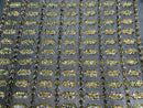 Geometric Stretch Sequin - Multi-Color Black - Fancy Gem Design on Mesh By Yard