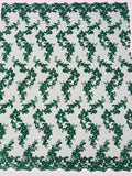 Floral Lace Fabric - Flowers Embroidery Sequins Mesh Design Fabric - 25 Yard Roll