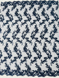 Floral Lace Fabric - Flowers Embroidery Sequins Mesh Design Fabric - 25 Yard Roll