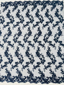 Floral Lace Fabric - Flowers Embroidery Sequins Mesh Design Fabric - 25 Yard Roll