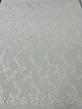 Floral Lace Fabric - Flowers Embroidery Sequins Mesh Design Fabric - 25 Yard Roll