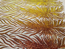 Angel Wing Sequin Design - Iridescent Orange - Wing Patterns Embroidered with Sequins on Mesh Sold By Yard