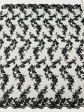 Floral Lace Fabric - Flowers Embroidery Sequins Mesh Design Fabric - 25 Yard Roll