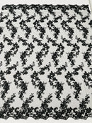 Floral Lace Fabric - Flowers Embroidery Sequins Mesh Design Fabric - 25 Yard Roll