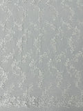 Floral Lace Fabric - Flowers Embroidery Sequins Mesh Design Fabric - 25 Yard Roll