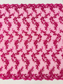 Floral Lace Fabric - Flowers Embroidery Sequins Mesh Design Fabric - 25 Yard Roll