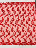 Floral Lace Fabric - Flowers Embroidery Sequins Mesh Design Fabric - 25 Yard Roll