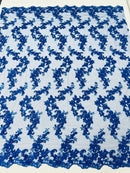 Floral Lace Fabric - Flowers Embroidery Sequins Mesh Design Fabric - 25 Yard Roll