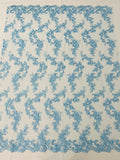 Floral Lace Fabric - Flowers Embroidery Sequins Mesh Design Fabric - 25 Yard Roll
