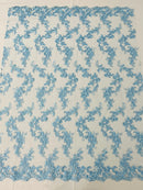 Floral Lace Fabric - Flowers Embroidery Sequins Mesh Design Fabric - 25 Yard Roll