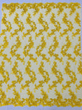 Floral Lace Fabric - Flowers Embroidery Sequins Mesh Design Fabric - 25 Yard Roll