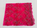 Flower Lace Fabric - Fuschia - Embroidered Flower With Sequins on a Mesh Lace Fabric By Yard