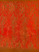 Angel Wing Sequin Design - 4 Way Stretch Wing Patterns Embroidered Sequins Fabric - 25 Yard Roll