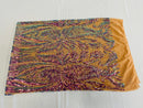 Paisley Sequin Fabric - Iridescent Purple on Skin - Line Pattern 4 Way Stretch Elegant Fabric By The Yard