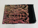 Paisley Sequin Fabric - Rainbow - Line Pattern 4 Way Stretch Elegant Fabric By The Yard