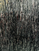 Metallic Fringe Eyelash Design - Black - Embroidered 2 Way Stretch Fancy Fringe By Yard