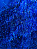 Metallic Fringe Eyelash Design - Royal Blue - Embroidered 2 Way Stretch Fancy Fringe By Yard