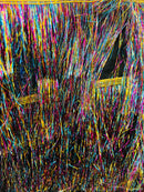Metallic Fringe Eyelash Design - Multi-Color - Embroidered 2 Way Stretch Fancy Fringe By Yard