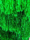 Metallic Fringe Eyelash Design - Emerald Green - Embroidered 2 Way Stretch Fancy Fringe By Yard