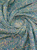 Stretch Velvet Sequins - Aqua/Blue on Lilac Velvet - 2 Way Stretch Velvet Sequins Fabric By Yard 58/60”