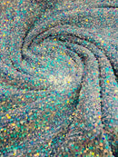 Stretch Velvet Sequins - Aqua Blue - 2 Way Stretch Velvet Sequins Fabric By Yard 58/60”