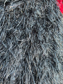 Metallic Eyelash Fabric - Black/Silver - Feather/Eyelash/Fringe Design on Mesh By Yard