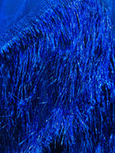 Metallic Fringe Eyelash Design - Royal Blue - Embroidered 2 Way Stretch Fancy Fringe By Yard