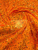 Stretch Velvet Sequins - Orange - 2 Way Stretch Velvet Sequins Fabric By Yard 58/60”
