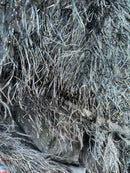 Metallic Eyelash Fabric - Black/Silver - Feather/Eyelash/Fringe Design on Mesh By Yard