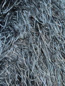 Metallic Eyelash Fabric - Black/Silver - Feather/Eyelash/Fringe Design on Mesh By Yard