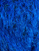 Metallic Eyelash Fabric - Royal Blue - Feather/Eyelash/Fringe Design on Mesh By Yard