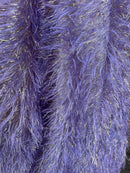 Metallic Eyelash Fabric - Lilac - Feather/Eyelash/Fringe Design on Mesh By Yard
