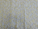Embroidered Flower Lace - Ivory - Corded Floral Lace With Sequins Sold By Yard