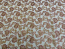 Embroidered Flower Lace - Rose - Corded Floral Lace With Sequins Sold By Yard