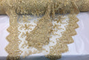 Metatron fabrics Majestic bridal wedding flower mesh super beaded fabric gold. Sold by the yard